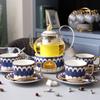 Household Flower Teapot Set, Glass Boiled Fruit Teapot, Ceramic Afternoon Tea Flower Fruit Teacup Tea Set, Candle Heating