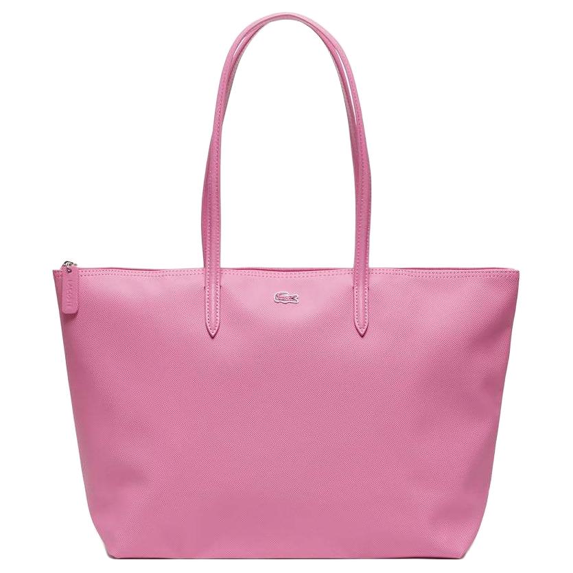 Lacoste Classic Embroidered Crocodile Logo Zipper Tote Bag Women Tote Bag Pink NF1888POL39 Pink