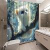 1pc Fluffy White Kitten Shower Curtain - Branch, Blue Eyes, Dreamy Forest, 70.8x70.8", Polyester, Washable, 12 Hooks