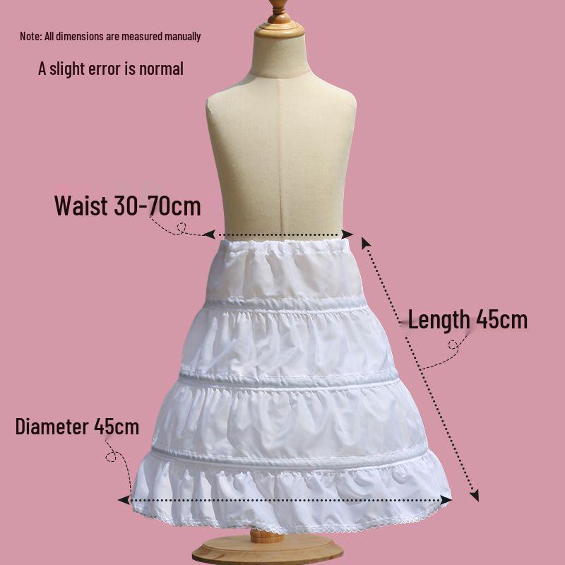 Children's Puffy Princess Petticoat Dress with Adjustable Fishbone and Inner Lining, Perfect for Birthdays and Flower Girl Occasions.