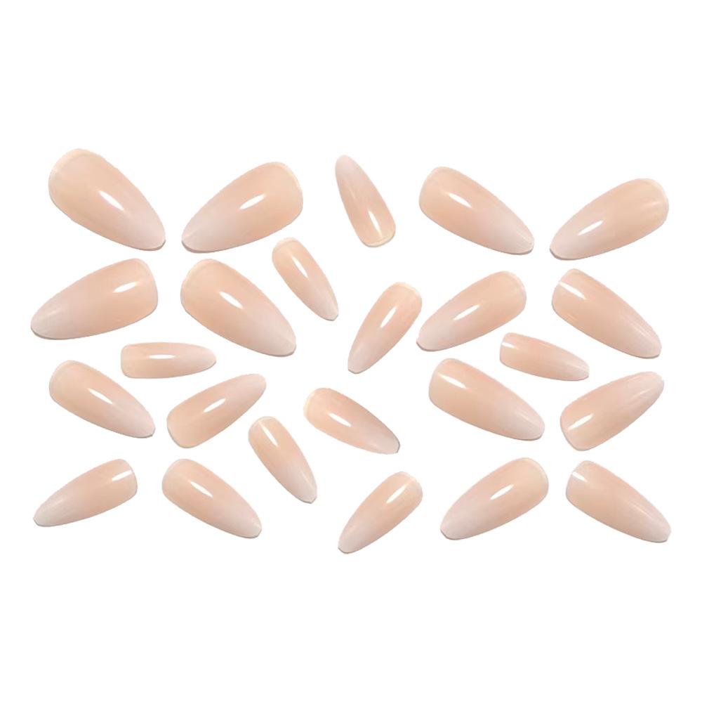 Nude Gradient Translucent Almond Shape Detachable Wearable Nails - French Style