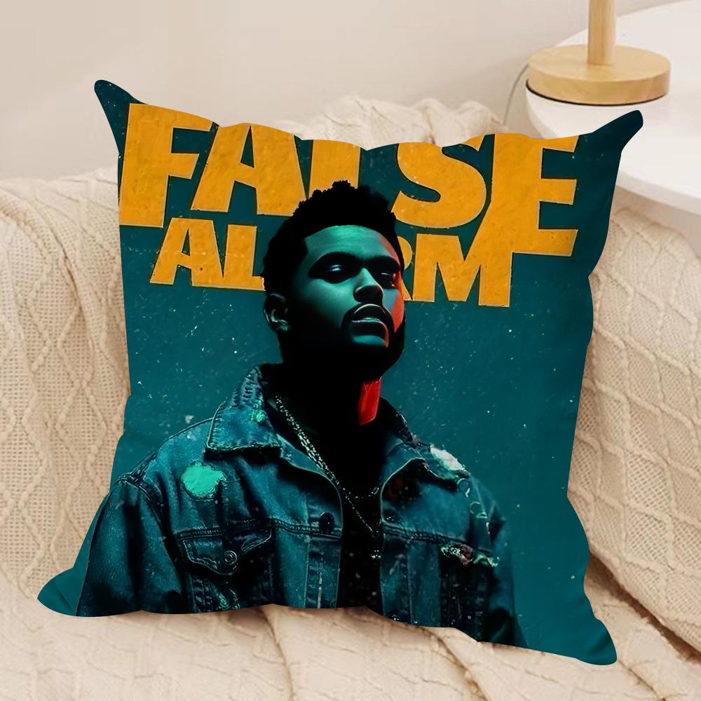 Rapper The WWeeknd Cushion Cover Silky Short Plush Invisible Zipper Dustproof Sofa Pillow Case For Home Decor