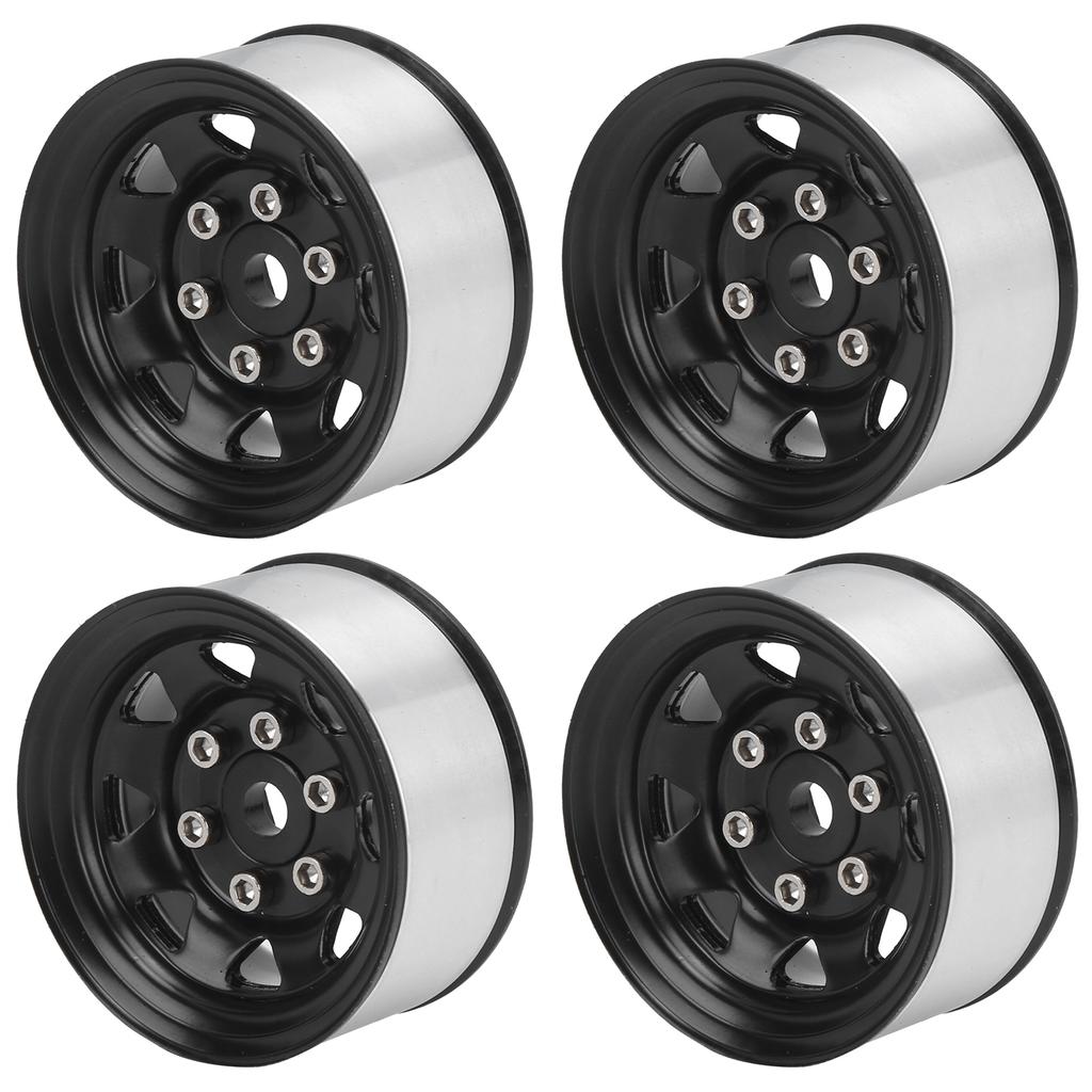 4 Pcs 1.55 Inch RC Wheel Rim Hub Universal RC Wheel Hubs for Axial AX90069 CrawlersBlack