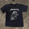 Meowtallic, Pisică Rock Metallica Cântând la Chitară Tricou Negru Unisex Mărime S-5XL Tricou Unisex