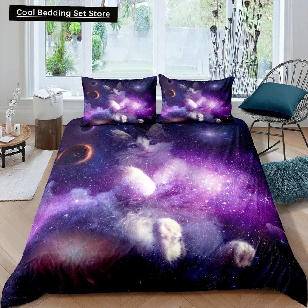 Starry Sky King Queen Duvet Cover Colorful Galaxy Bedding Set Outer Space 23pcs Quilt Cover Glitter Polyester Comforter Cover