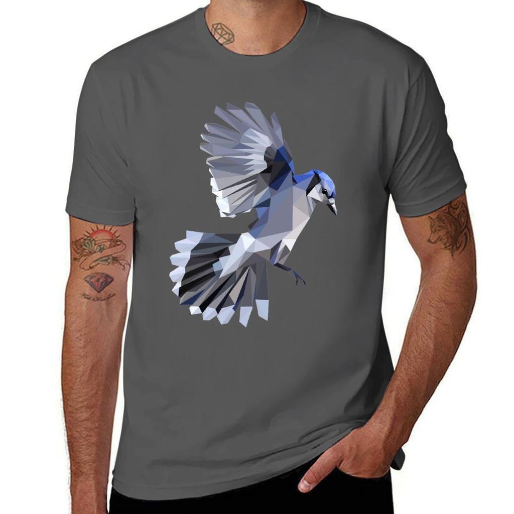 Geometric Blue Jay Tshirt Casual Graphic Print Tee