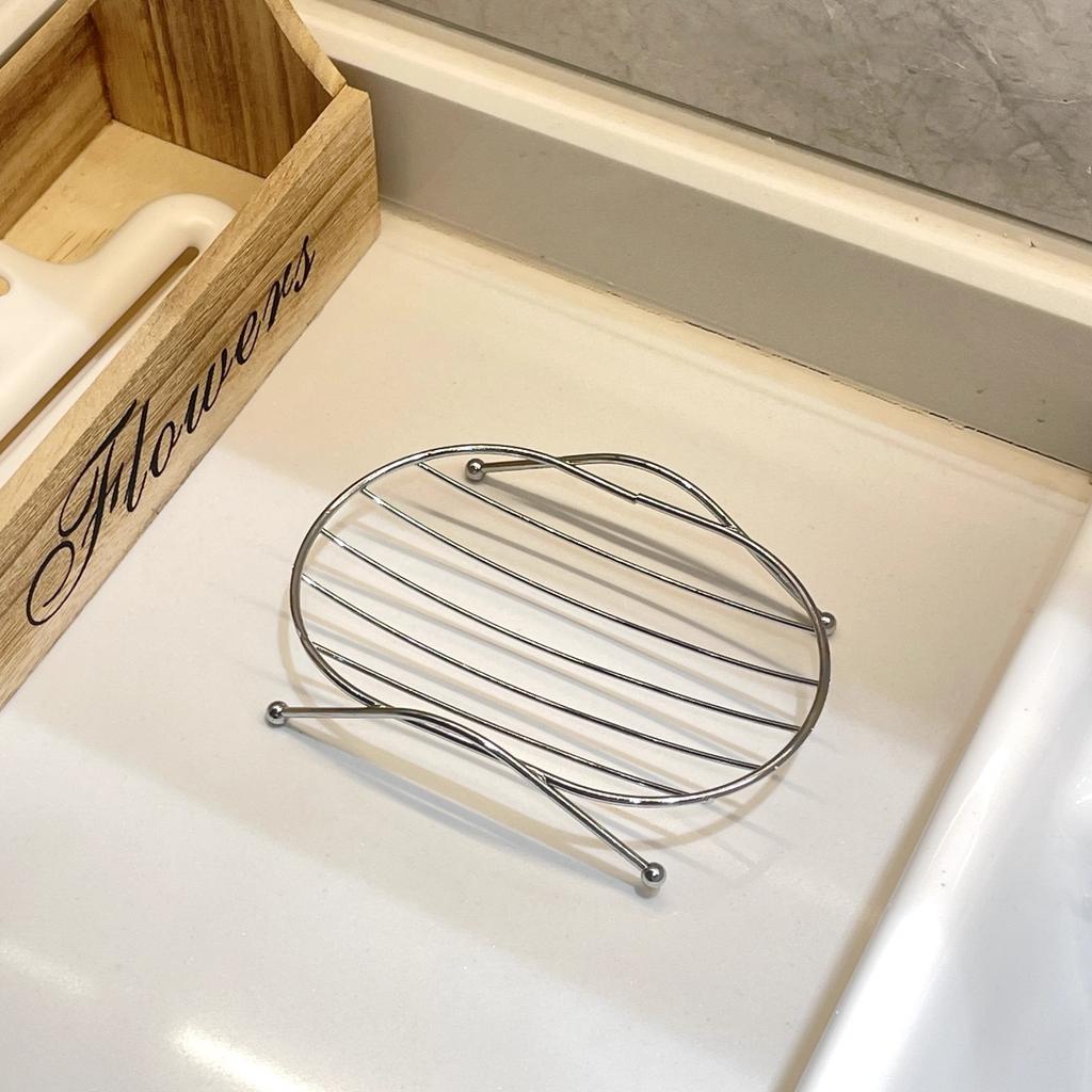 Modern Style Stainless Steel Soap Dish Bathroom Sink Organizer | Hollow Drain Soap Holder Anti-Water Storage Rack for Countertop