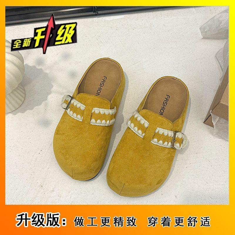 Stylish and Simple Bag Head Slippers Outer Wear 2025 Summer and Autumn New Design Sense Small Height Increase Boken Shoes
