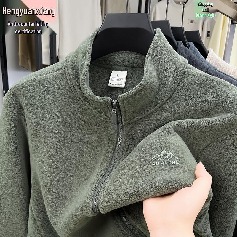 Hengyuanxiang Men s Double-Sided Sherpa Fleece Jacket for Autumn/Winter 2024 4XL (recommended 175-190 jin)