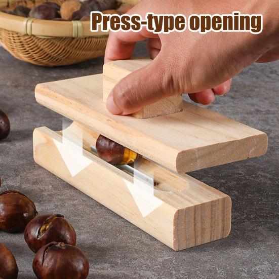 Chestnut Mouthpiece Macadamia Pecans Hazelnuts Opener Easy to Use Portable Lightweight Wooden Nut Cracker Tool