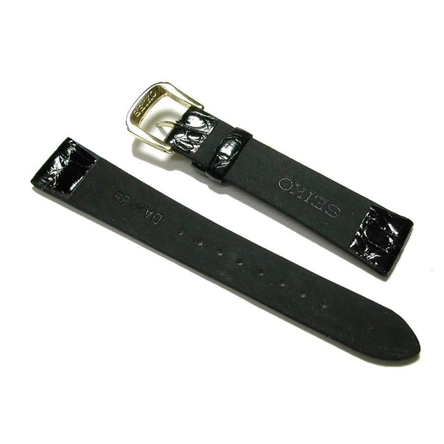 Seiko DA30 18mm Alligator Side Black Watch Authentic Men's Band,