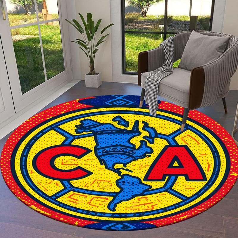 Club America Round Area Rug,Carpet Rug for Living Room Bedroom Sofa Playroom Decor,Non-slip Floor Mat
