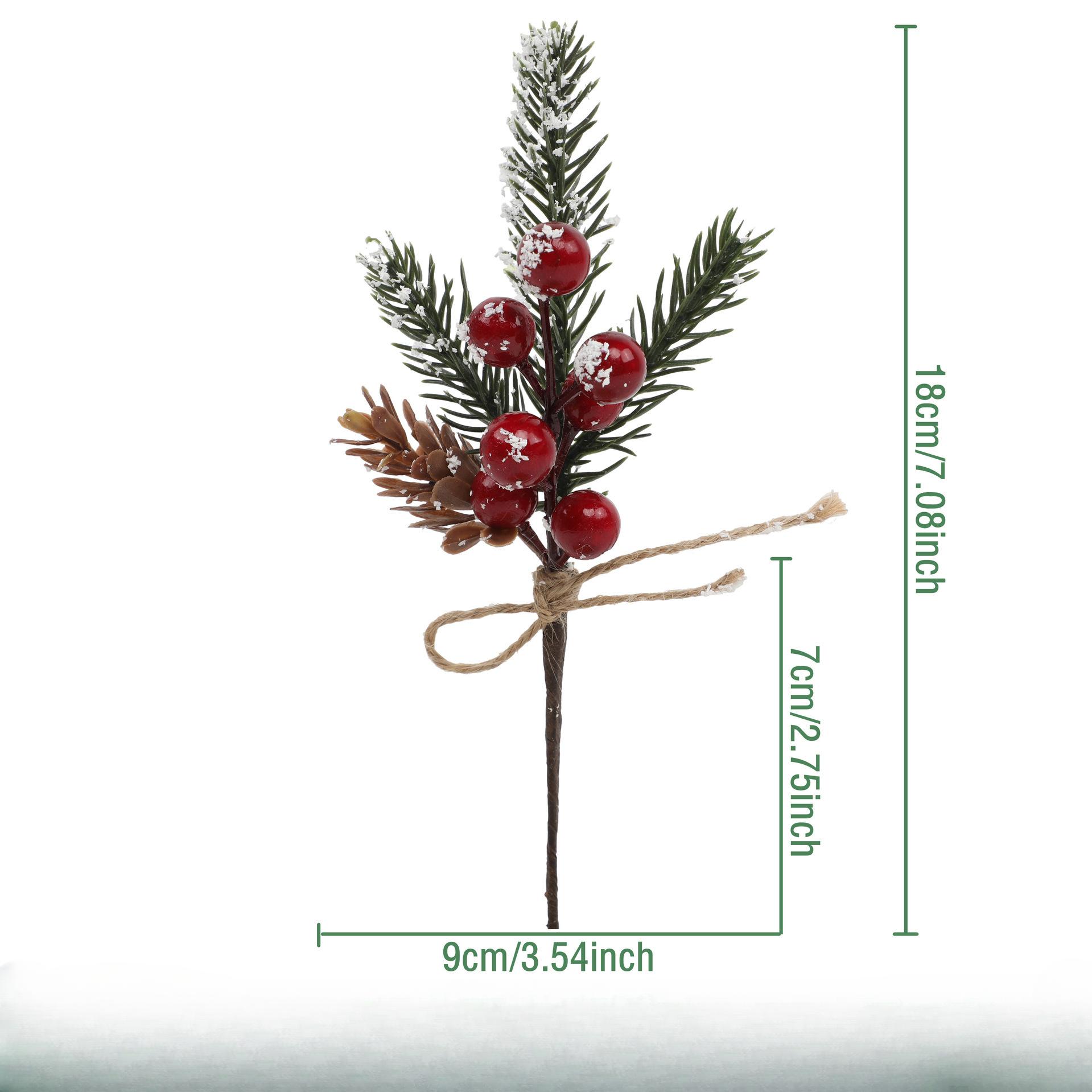 

Праздничный рождественский букет: 24 шт. реалистичных сосновых иголок, красных ягод и шишек, идеально подходящих для домашнего рождественского декора