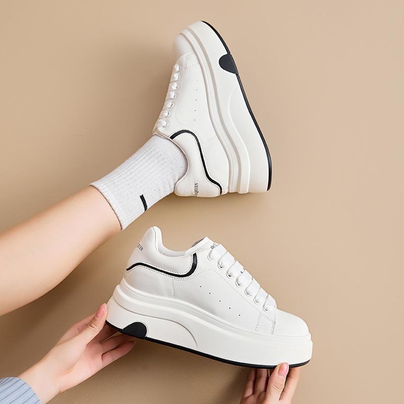 Höhenverstellende Schuhe cm Damen Freizeit Einzelne Schuhe McQueen Plateau Weiße Schuhe Kinder Vielseitige Kleine Frühling Damenschuhe