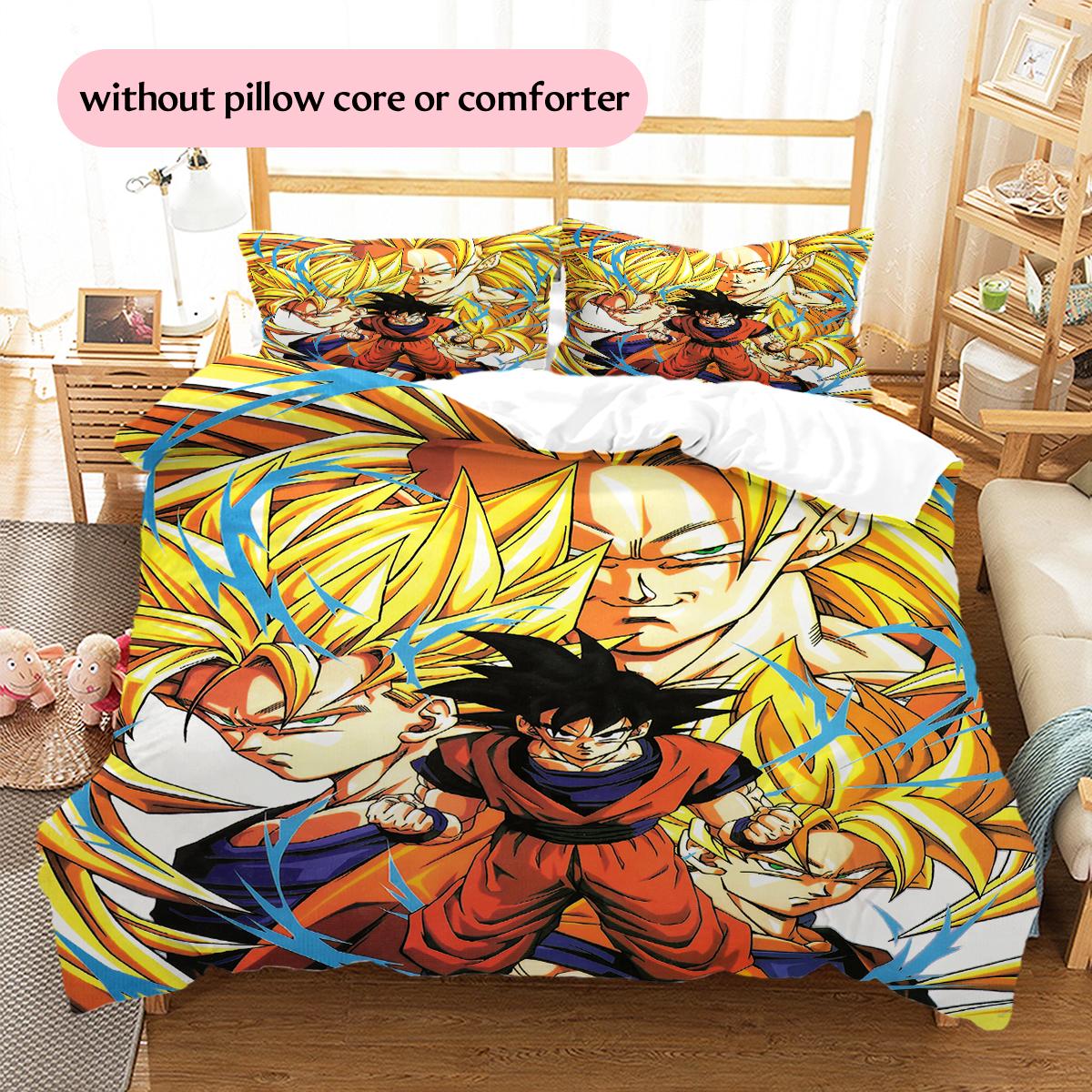 

Son Goku Cartoon Pattern Bedding Home Decoration Birthday Gift (1 * duvet cover + 2 * pillowcase, without core) 135x200cm