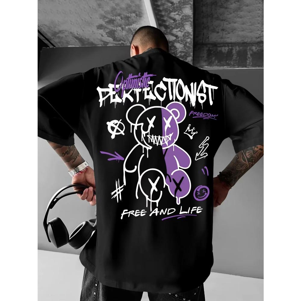 Summer 2025 new fashion casual sport loose American street letter 3D printed round-neck short-sleeved T-shirt