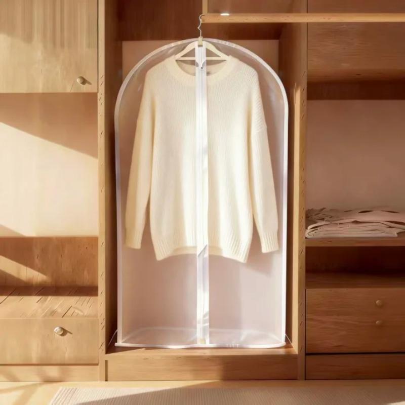 Storage Dust Cover Waterproof Visible Moisture-proof Mildew Proof Hanging Pocket Coat Suit Hanging Cotton Jacket Bag Long Style