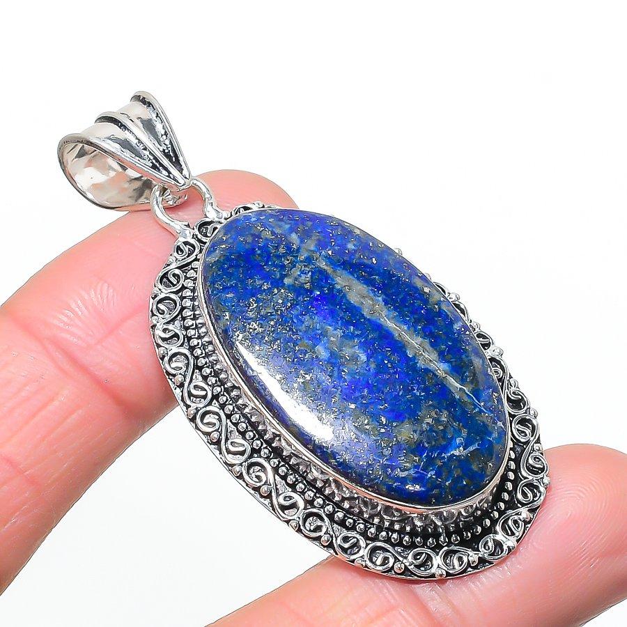Natural Lapis Lazuli Gemastone 925 Sterling Silver Jewelry Pendant 2.40 AP-14479
