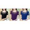 Summer Short Sleeved O Neck Women's T Shirt Elegant Slim Sexy Hollow Out Tees Drilling Mesh Lace
