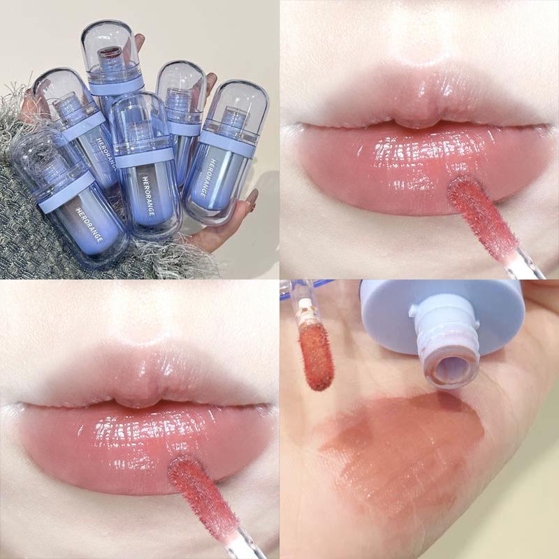 HERORANGE Deep Blue Silver Mirror Gloss: Moisturizing, Plumping, Waterproof & Smudge-Proof Lip Glaze.