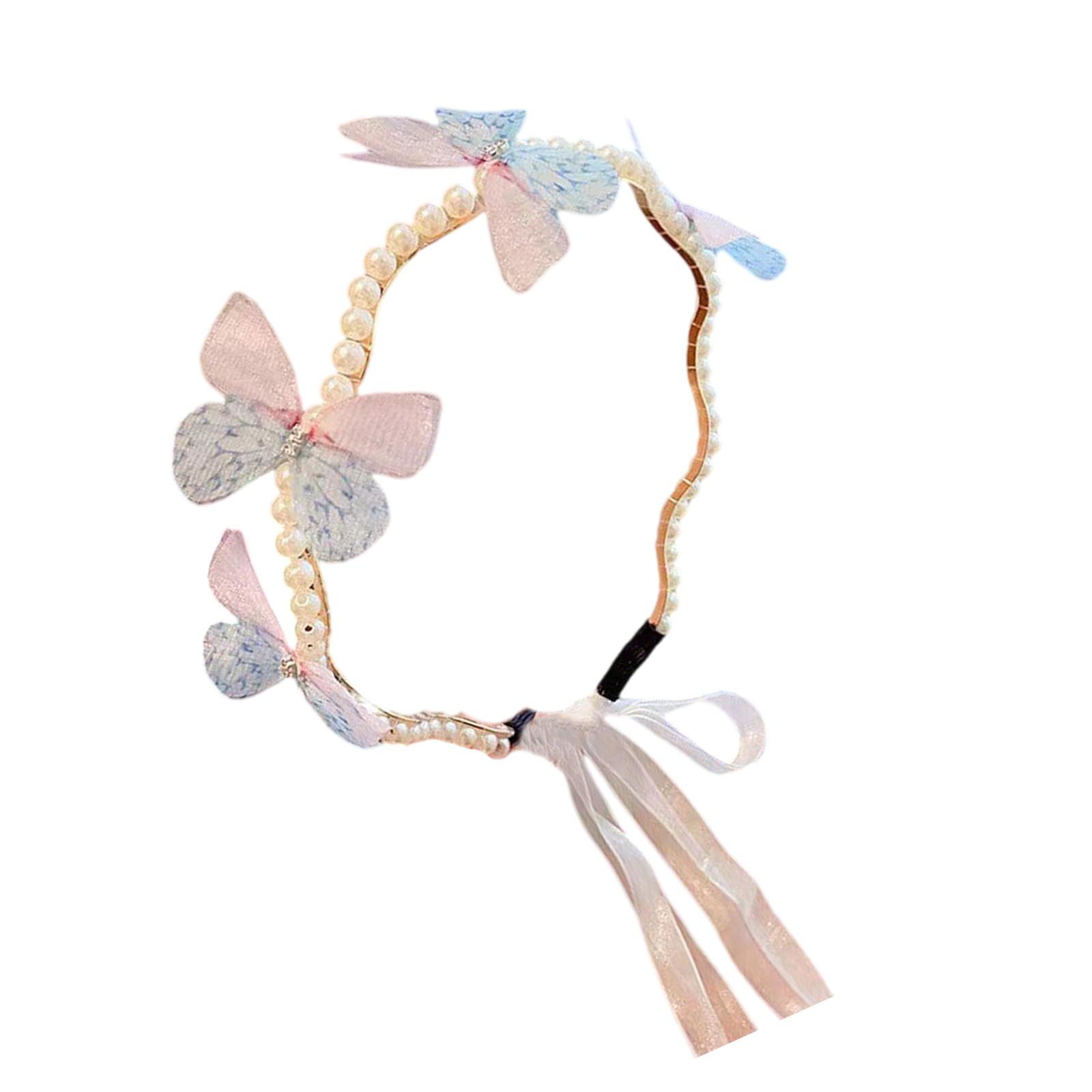 

Luxurious Crown Hair Hoop Butterfly Birthday Party Elegant Pageant Water Drop Pearls Girl Wedding Costume Headwear разноцветный
