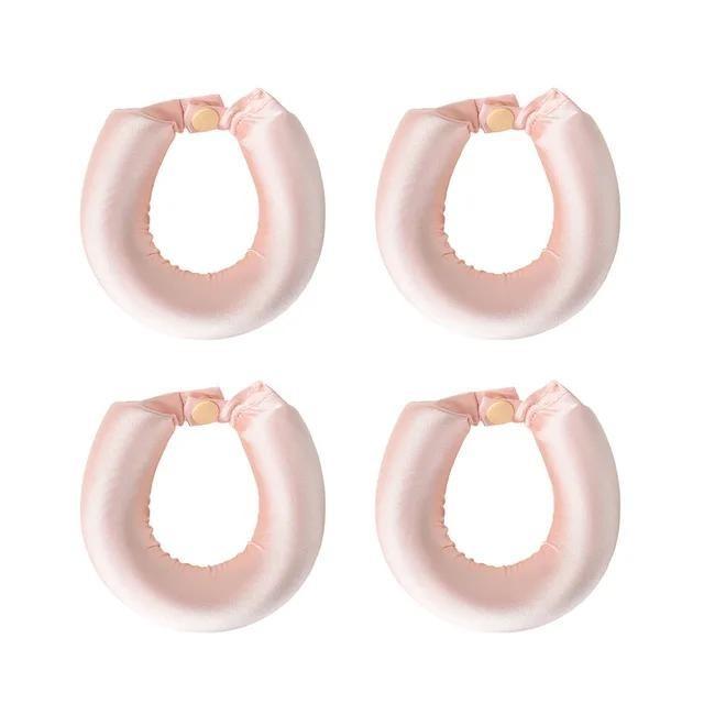 

Безнагревательные бигуди для волос Атласная щипцы для завивки волос Повязка на голову без нагрева Шелковые кудри Ленивые бигуди для волос Мягкие бигуди для сна в инструментах для укладки 4pcs розовый