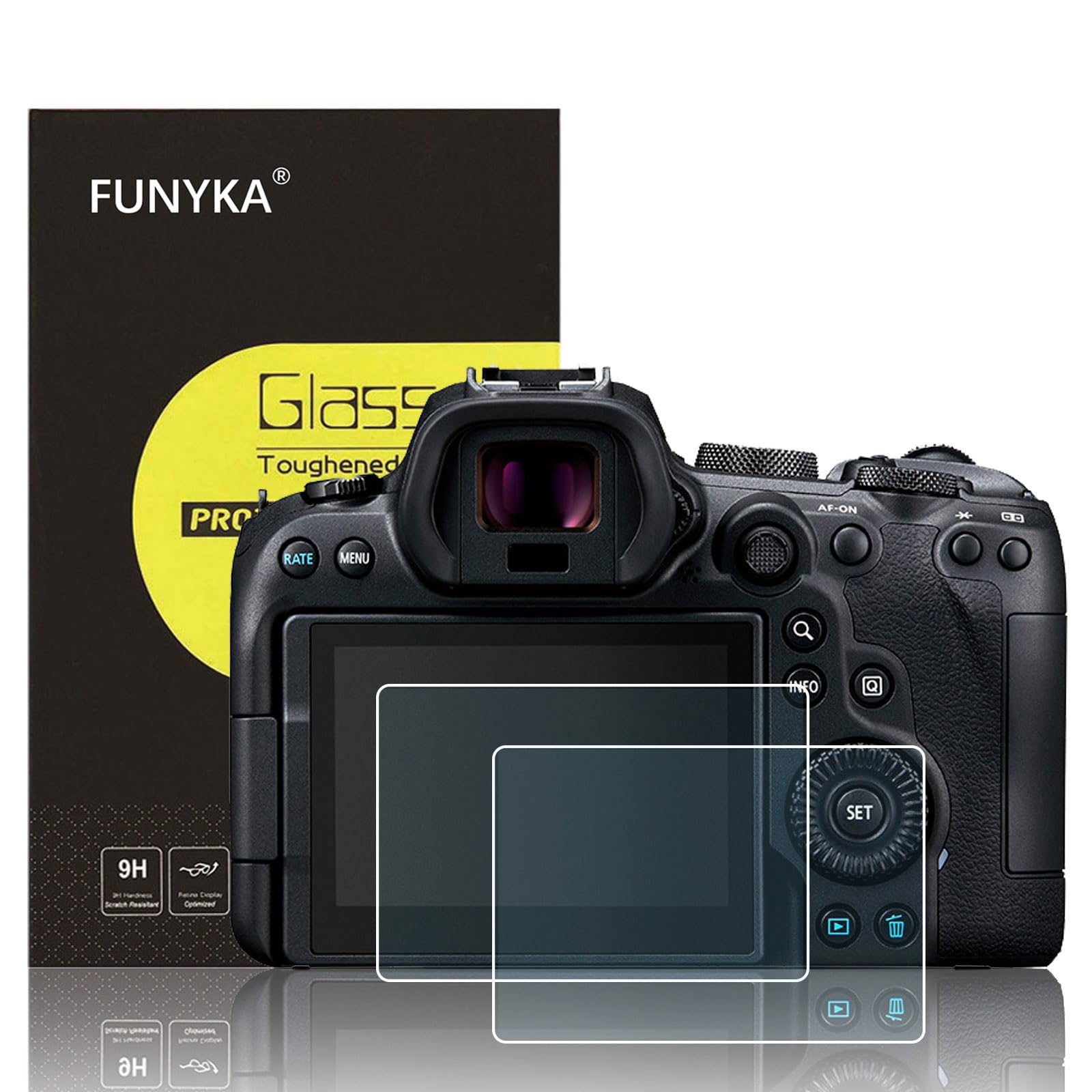 

Set of 2 Glass Screen Protectors for Canon EOS R6 Mark EOS and EOS 9H and Ultra-Thin R1, R6, II, R6, R6II. 95%+ Transmittance, Hardness, Water-, Oil-,