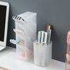 Desktop Transparent Frosted Pen Holder Inclined Makeup Brush Lipstick Storage Box Multi-Functional Stationery Storage Box