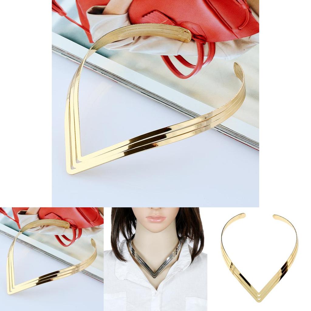 Fashionable V Shaped Women Metal Collar Necklace For Retro Style Fans