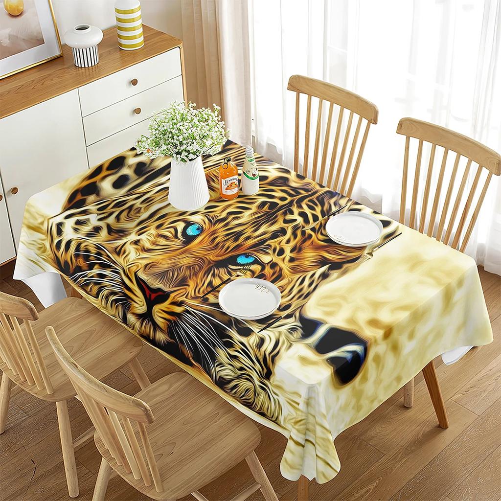 Leopard Rectangular Tablecloth African Safari Animals Tablecloth Home Decor for Outdoor Travel Picnic Mat Kitchen Dining Room