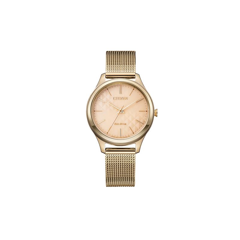 CITIZEN Eco-Drive Series Fashion Solar Quartz Steel Strap Women s Watch Gold Dial EM0503-83X золотой