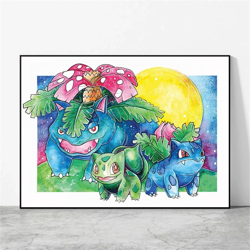 Print on Canvas Pokemon Eeveelution Family Hd Printing Oil Painting with Exquisite Details Home Children's Bedroom Decoration