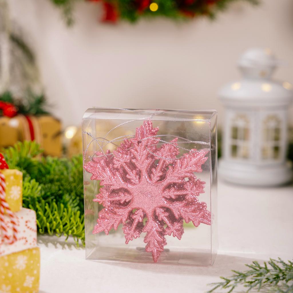 (6pcs Set) 12x10.5cm Christmas Snowflake PVC Colorful Diverse New Year's Holiday Party Xmas Tree Pendant DIY Natale Noel Kerst