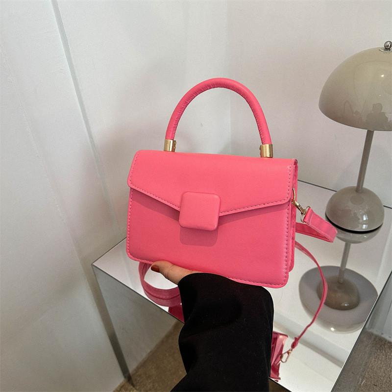 Elegant Pu Leather Small Square Bag Lock Clasp Trendy Handheld Tote For Women 2023