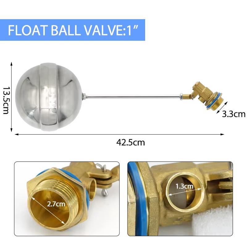 1/2" 3/4" 1" Brass Float Valve Cold and Hot Water Tank Floating Ball Valve SS201 Stem Flow Control Cistern/Expansion Tanks