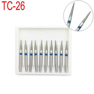 Fraises dentaires diamantées, 10 pièces/boîte, fraises dentaires pour pièces à main à grande vitesse, outils de polissage moyens TC-26