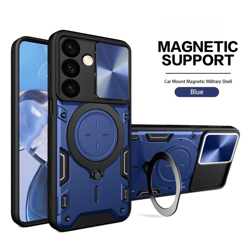 Luxury Shockproof Case For Samsung Galaxy S25 S24 Note 20 Plus Ultra Slide Lens Protector Multi Function Hard Armor Case Funda