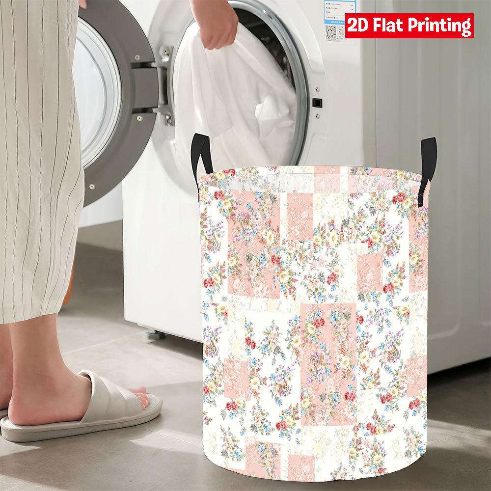 Collapsible Laundry Basket Large Round Waterproof Fabric Hamper Dirty Clothes Storage Bin Toy Organizer with Handles