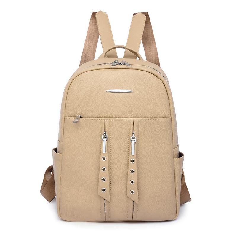 Jednobarevný dámský cestovní batoh na zip s velkou kapacitou