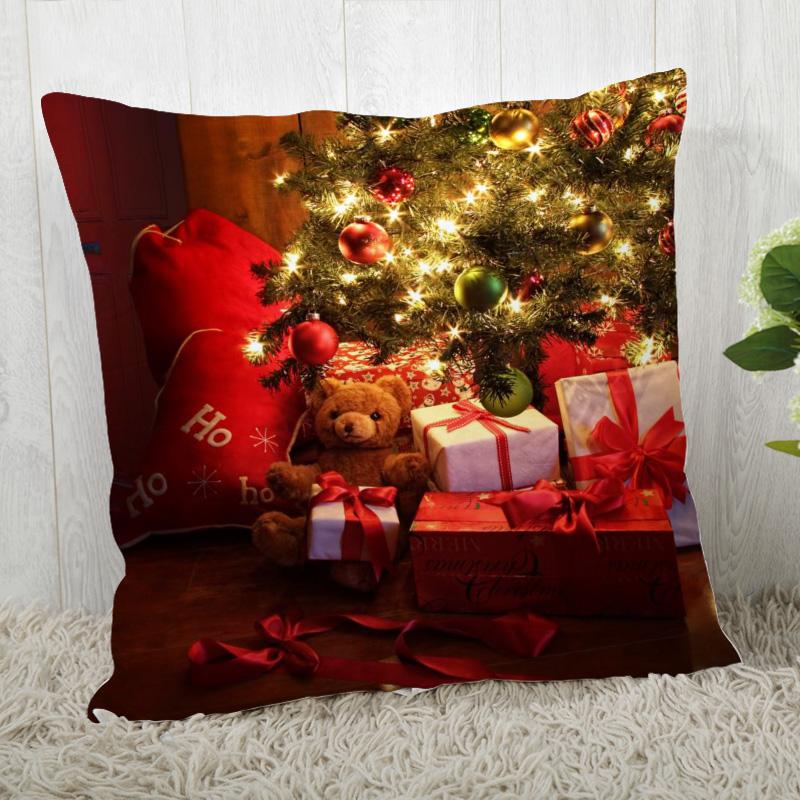 

45x45 см декоративная полиэстеровая наволочка с рождественской елкой, квадратная наволочка на молнии, осенняя наволочка 45x45cm