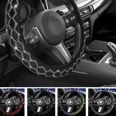 Crystal Car Steering Wheel Cover Elastic Colorful Glitter Steer Wheel Cover Bling Rhinestone Diamond Protection Car Accessories