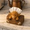 Decorative Tissue Holder Highland Cow Seasoning Bottle Holder/Tissue Box, Farmhouse Resin Storage Stylish Tabletop Organizer, Box for Kitchen