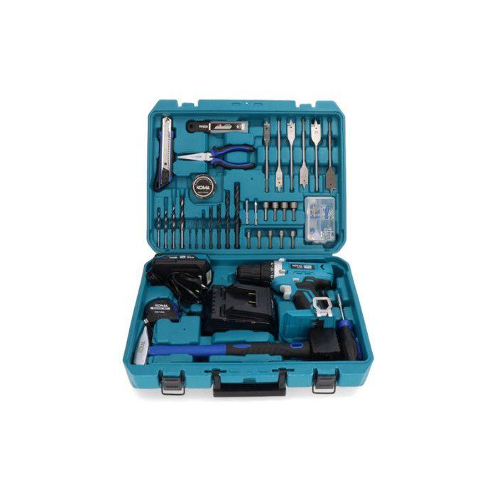 Kit Perceuse Visseuse 20v Avec 70 Accessoires - Koma Tools - 2 Vitesses Variables - Mandrin sans Clé de 10mm