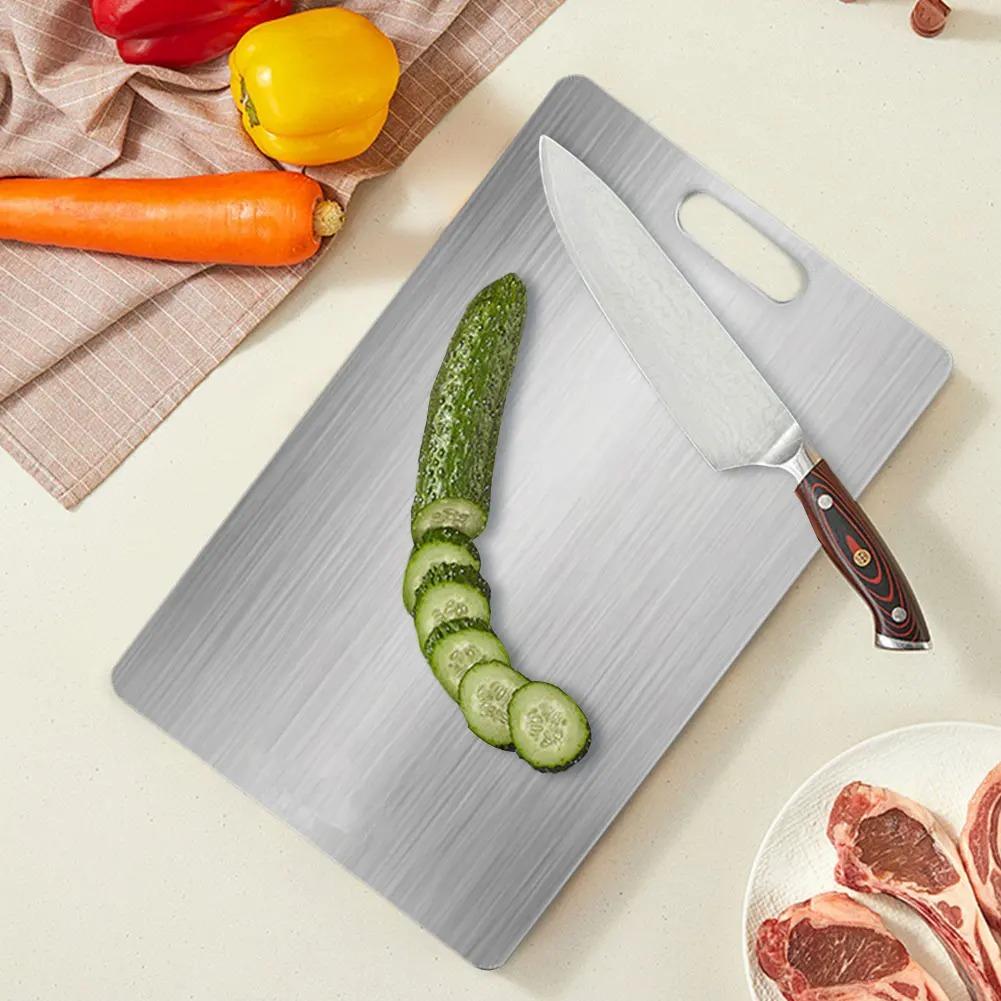 Titanium & 316 Stainless Steel Cutting Board - Double-Sided Food Grade Kitchen Board for Meat, Vegetables & Fruits