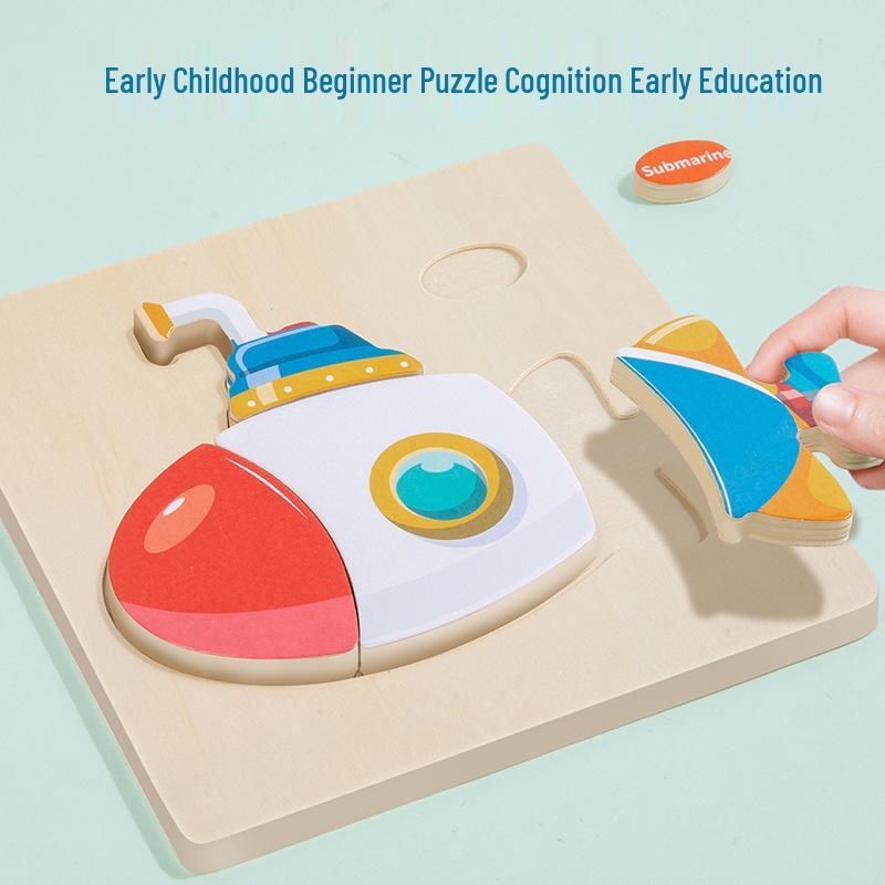 Children's 3D Wooden Animal & Transportation Shape Puzzle for Early Education