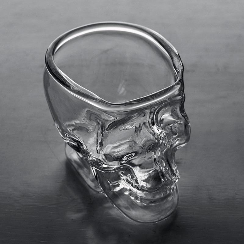 Set Of 1/2 Skull Shaped Clear Glass Novelty 2.8 Oz Shot Glasses Decorative Halloween Drinkware