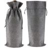 12pcs Grey Wine Drawstring Bag Linen Burlap Wine Bag Reusable Linen Fabric Wine Bag  Holiday
