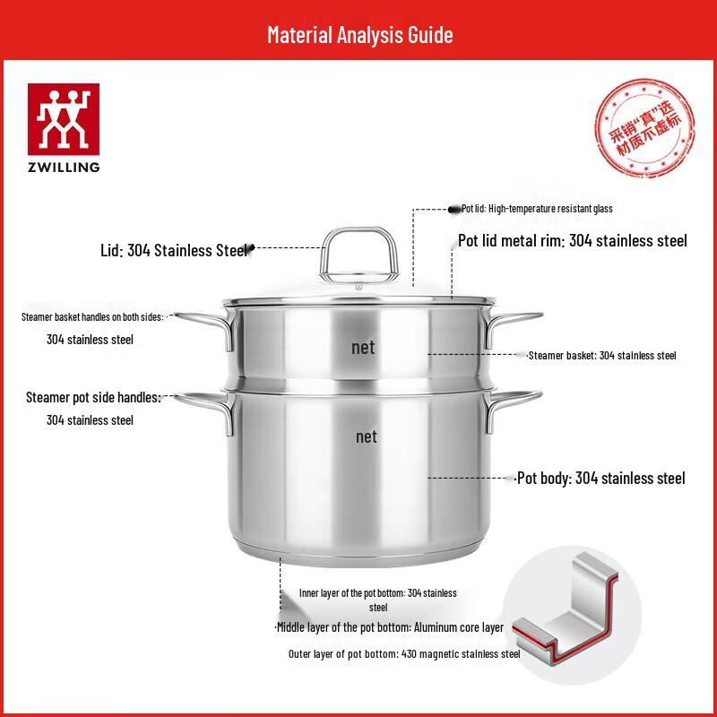 ZWILLING NovaPlus 24cm Stainless Steel Steamer Pot Set