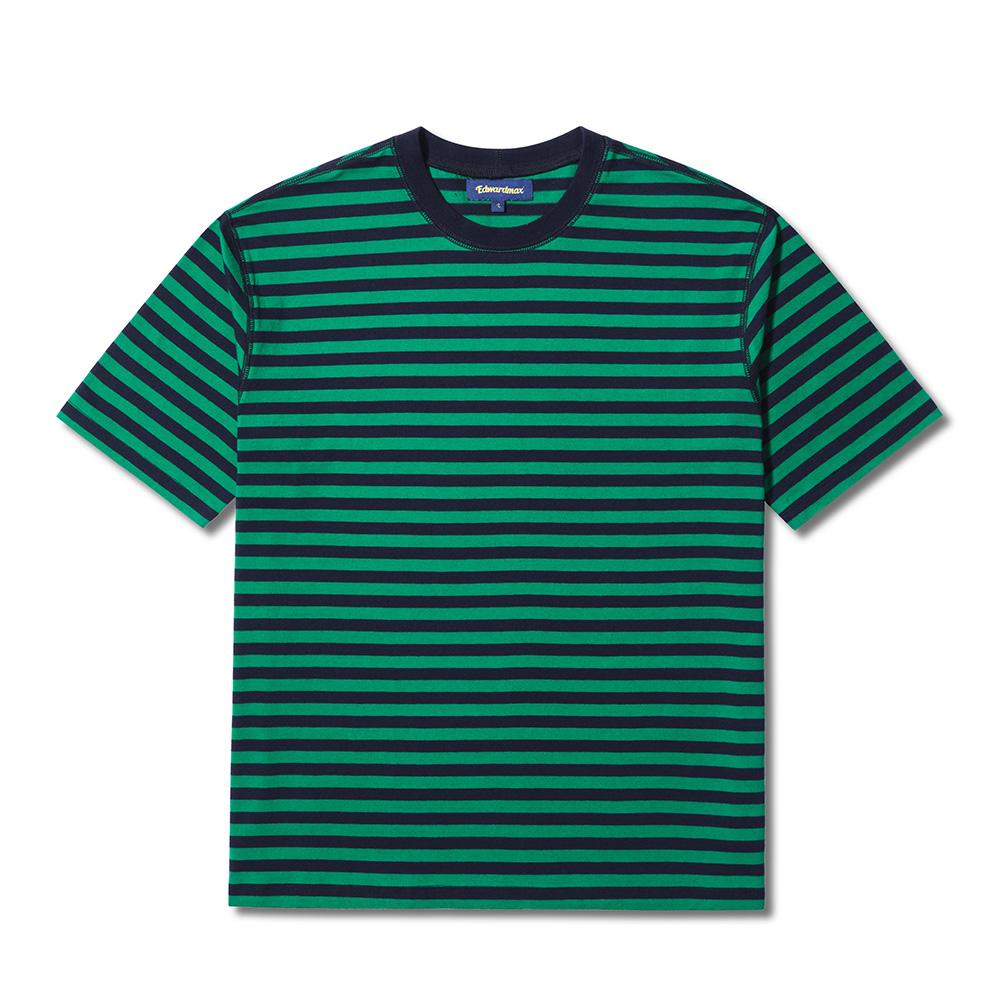 Edward Max (Green) Striped Border Short Sleeve T-Shirt L(100)