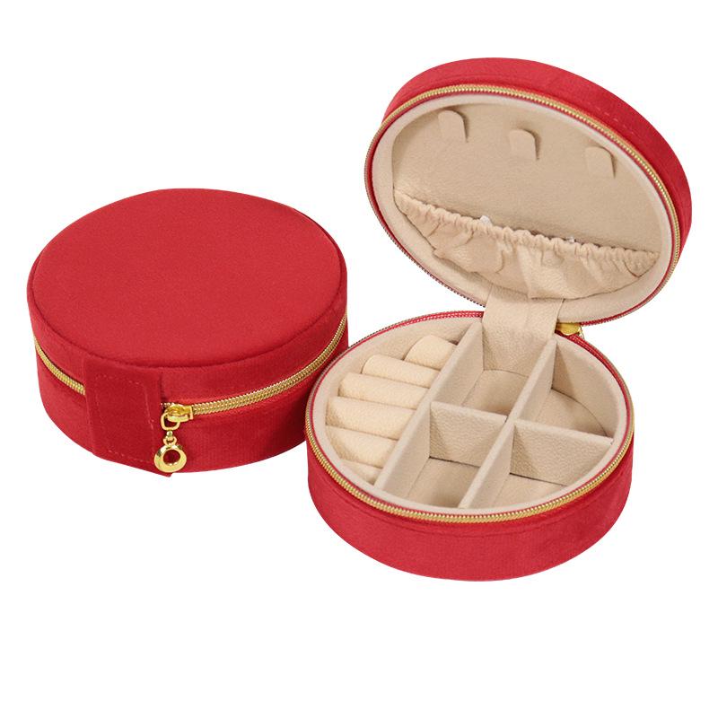 Velvet Round Zipper Jewelry Organizer for Rings, Necklaces & Earrings